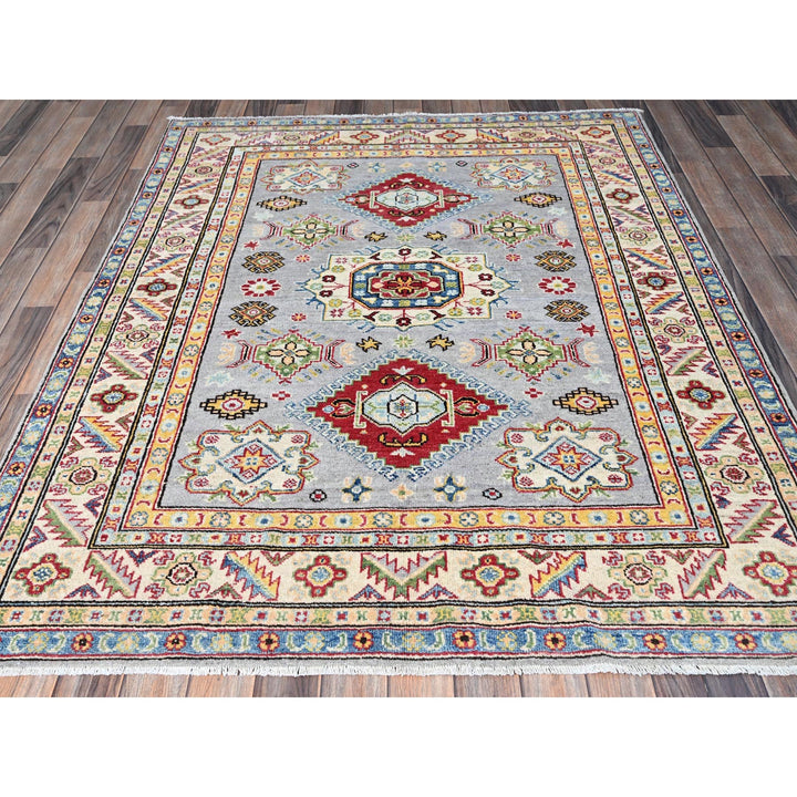 5'0" x 6'3" New Hand Knotted Grey Wool Rectangle Oriental Rug - MOA102540