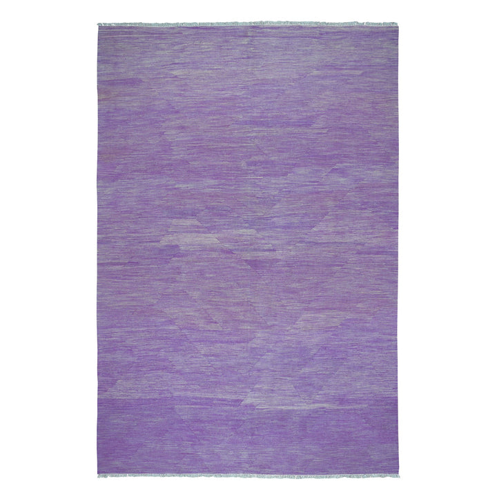 6'8" x 9'8" New Hand Woven Purple Wool Rectangle Oriental Rug - MOA10254213