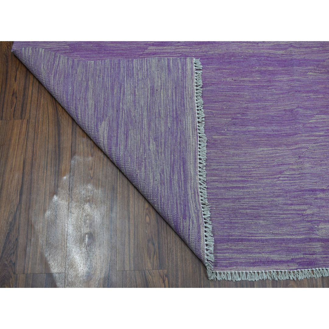 6'8" x 9'8" New Hand Woven Purple Wool Rectangle Oriental Rug - MOA10254213