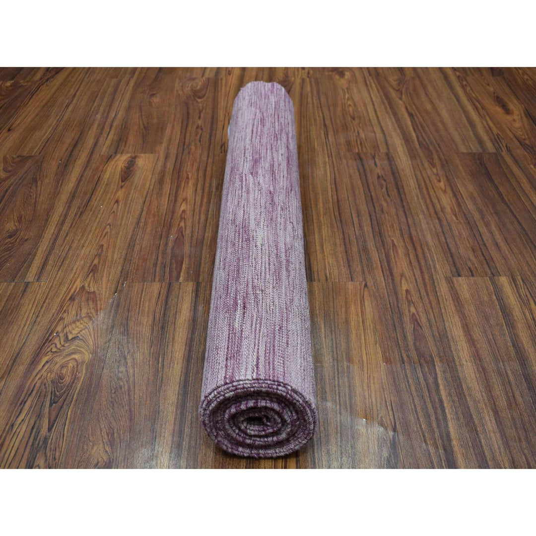 2'8" x 16'0" New Hand Woven Purple Wool Runner Oriental Rug - MOA10254253