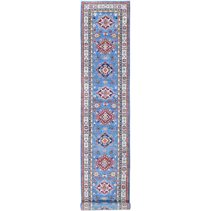 2'10" x 15'11" New Hand Knotted Blue Wool Runner Oriental Rug - MOA102544
