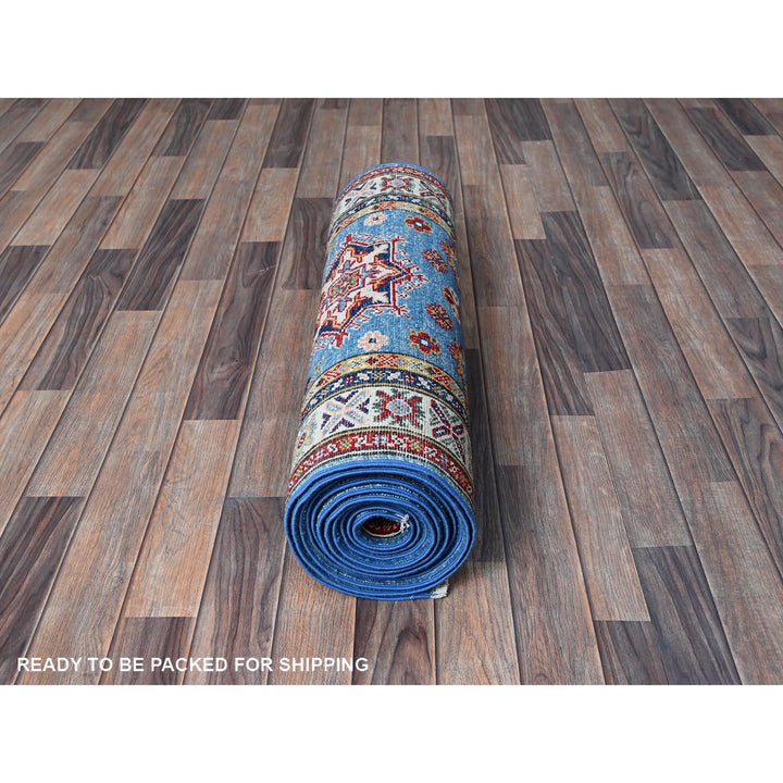 2'10" x 15'11" New Hand Knotted Blue Wool Runner Oriental Rug - MOA102544