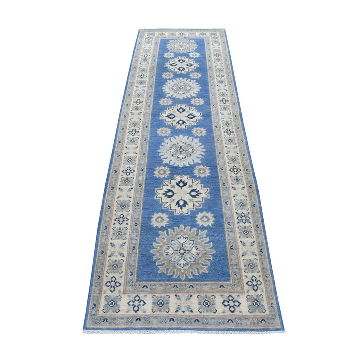 2'6" x 9'7" New Hand Knotted Blue Wool Runner Oriental Rug - MOA10254621