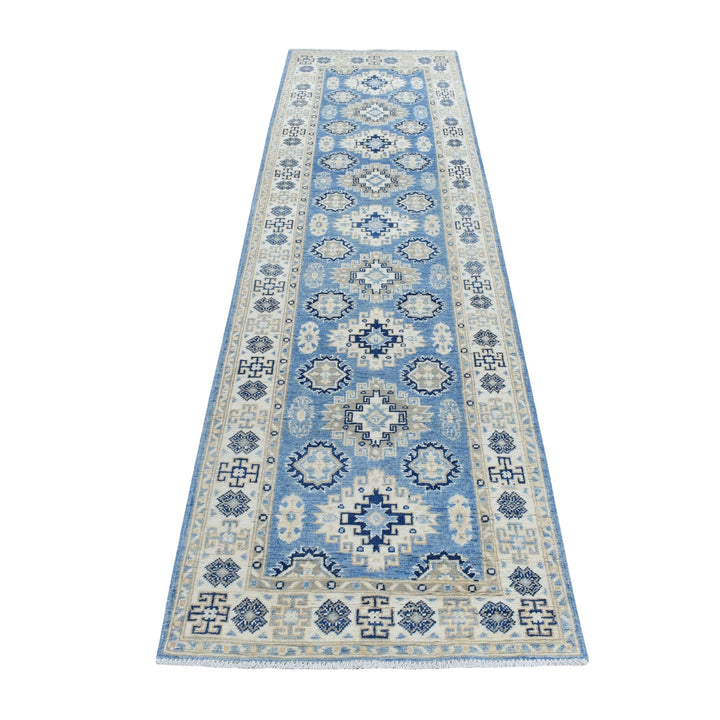 2'8" x 9'6" New Hand Knotted Blue Wool Runner Oriental Rug - MOA10254622