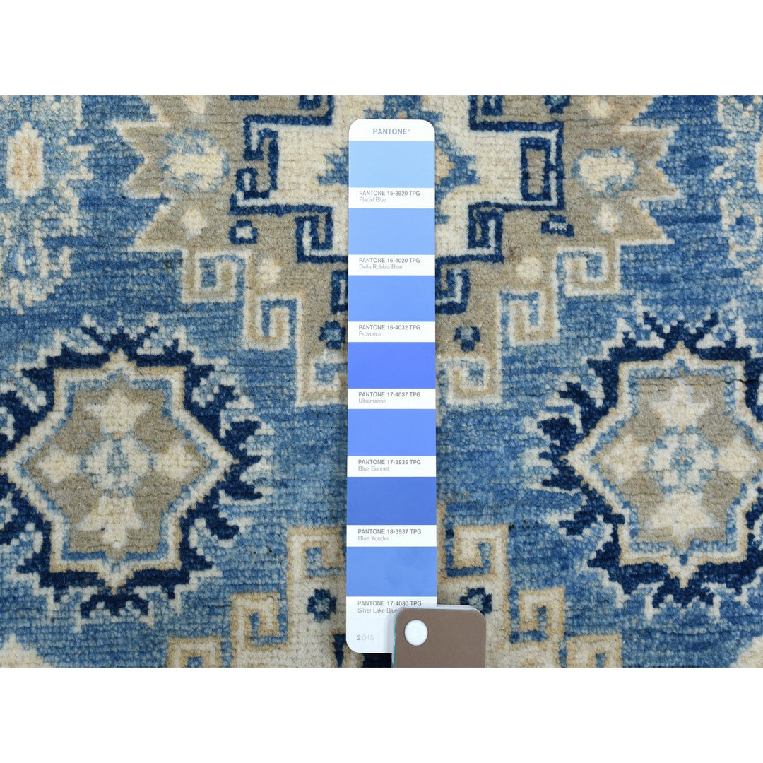 2'8" x 9'6" New Hand Knotted Blue Wool Runner Oriental Rug - MOA10254622