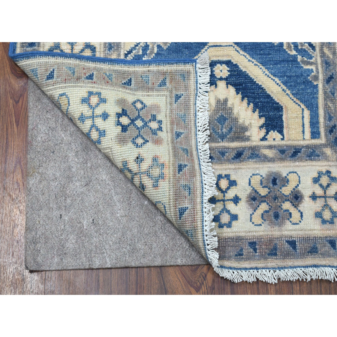 2'8" x 9'5" New Hand Knotted Blue Wool Runner Oriental Rug - MOA10254663