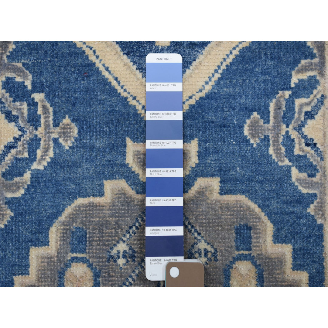 2'8" x 9'5" New Hand Knotted Blue Wool Runner Oriental Rug - MOA10254663