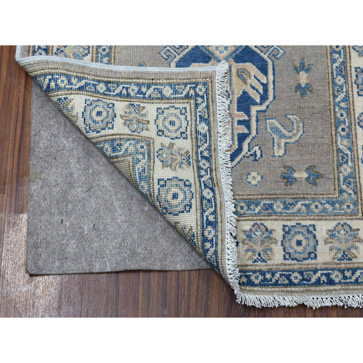 2'8" x 9'7" New Hand Knotted Grey Wool Runner Oriental Rug - MOA10254675