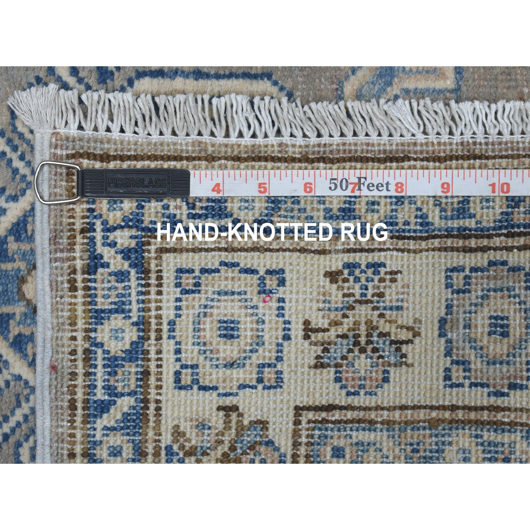 2'8" x 9'7" New Hand Knotted Grey Wool Runner Oriental Rug - MOA10254675