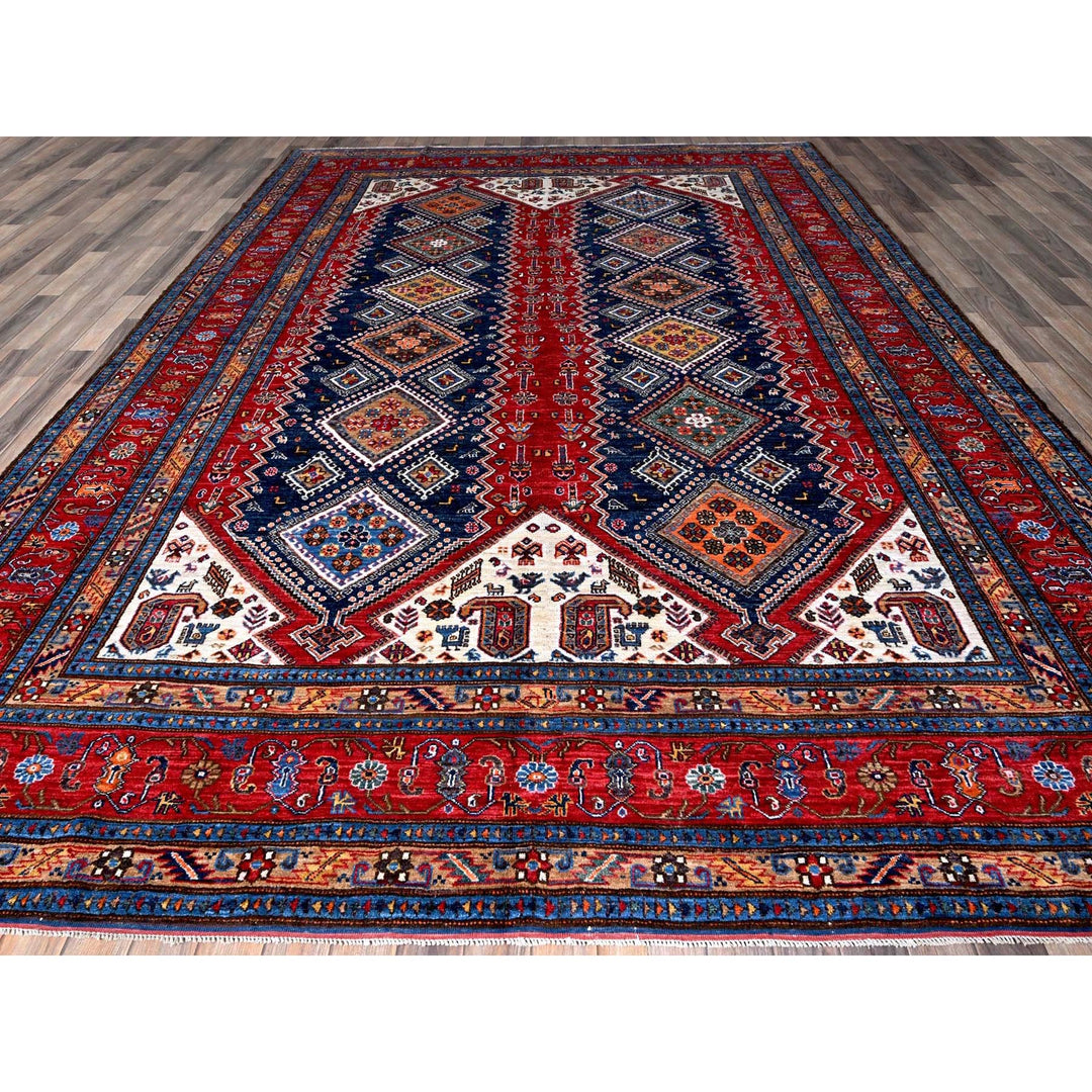 9'1" x 12'3" New Hand Knotted Red Wool Rectangle Oriental Rug - MOA102546