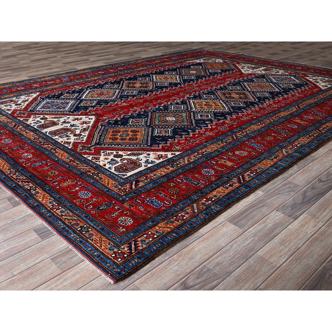 9'1" x 12'3" New Hand Knotted Red Wool Rectangle Oriental Rug - MOA102546