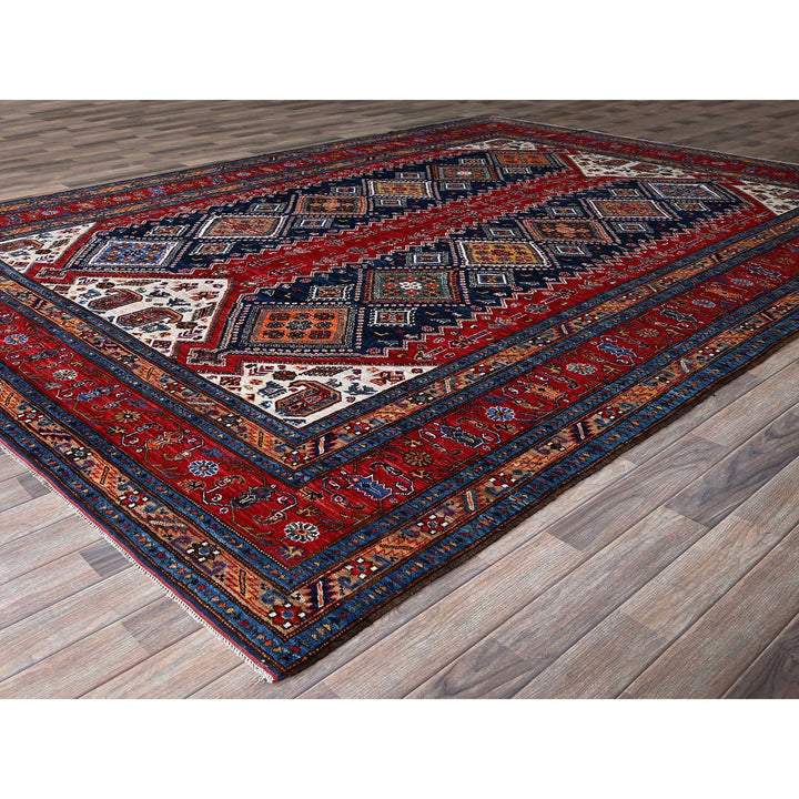 9'1" x 12'3" New Hand Knotted Red Wool Rectangle Oriental Rug - MOA102546
