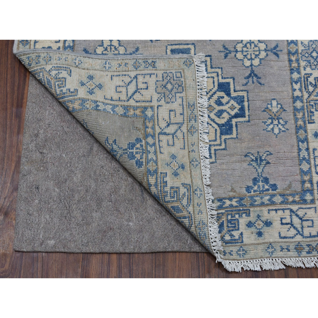 2'6" x 9'7" New Hand Knotted Grey Wool Runner Oriental Rug - MOA10254855