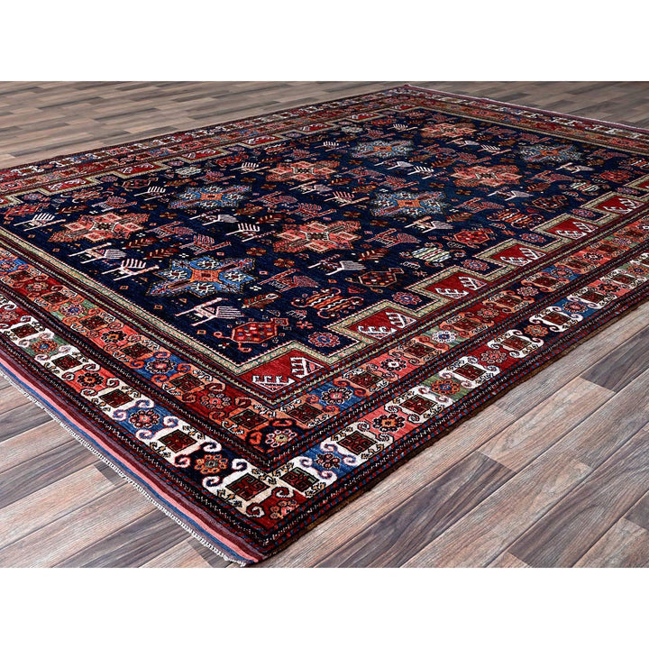 8'2" x 10'5" New Hand Knotted Blue Wool Rectangle Oriental Rug - MOA102548