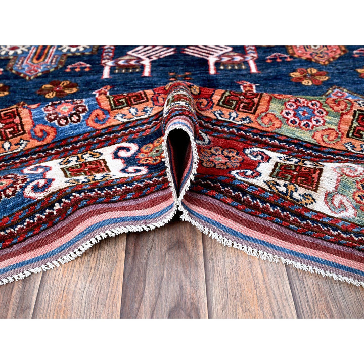 8'2" x 10'5" New Hand Knotted Blue Wool Rectangle Oriental Rug - MOA102548