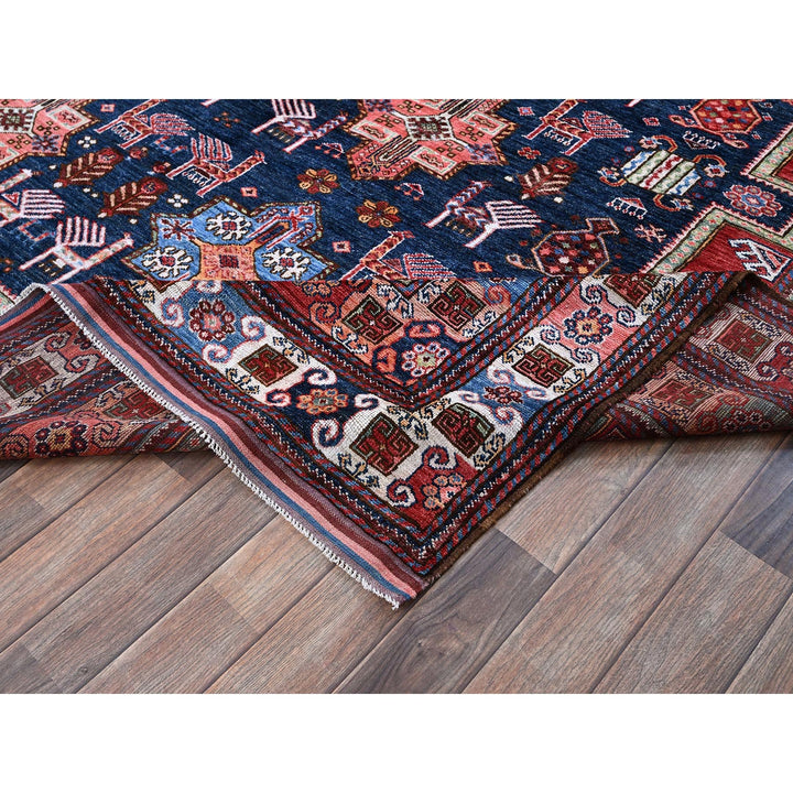 8'2" x 10'5" New Hand Knotted Blue Wool Rectangle Oriental Rug - MOA102548