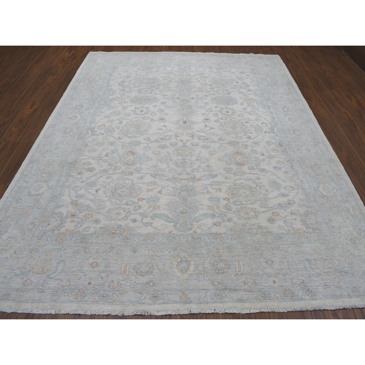 8'0" x 9'9" New Hand Knotted Ivory Wool Rectangle Oriental Rug - MOA10254953