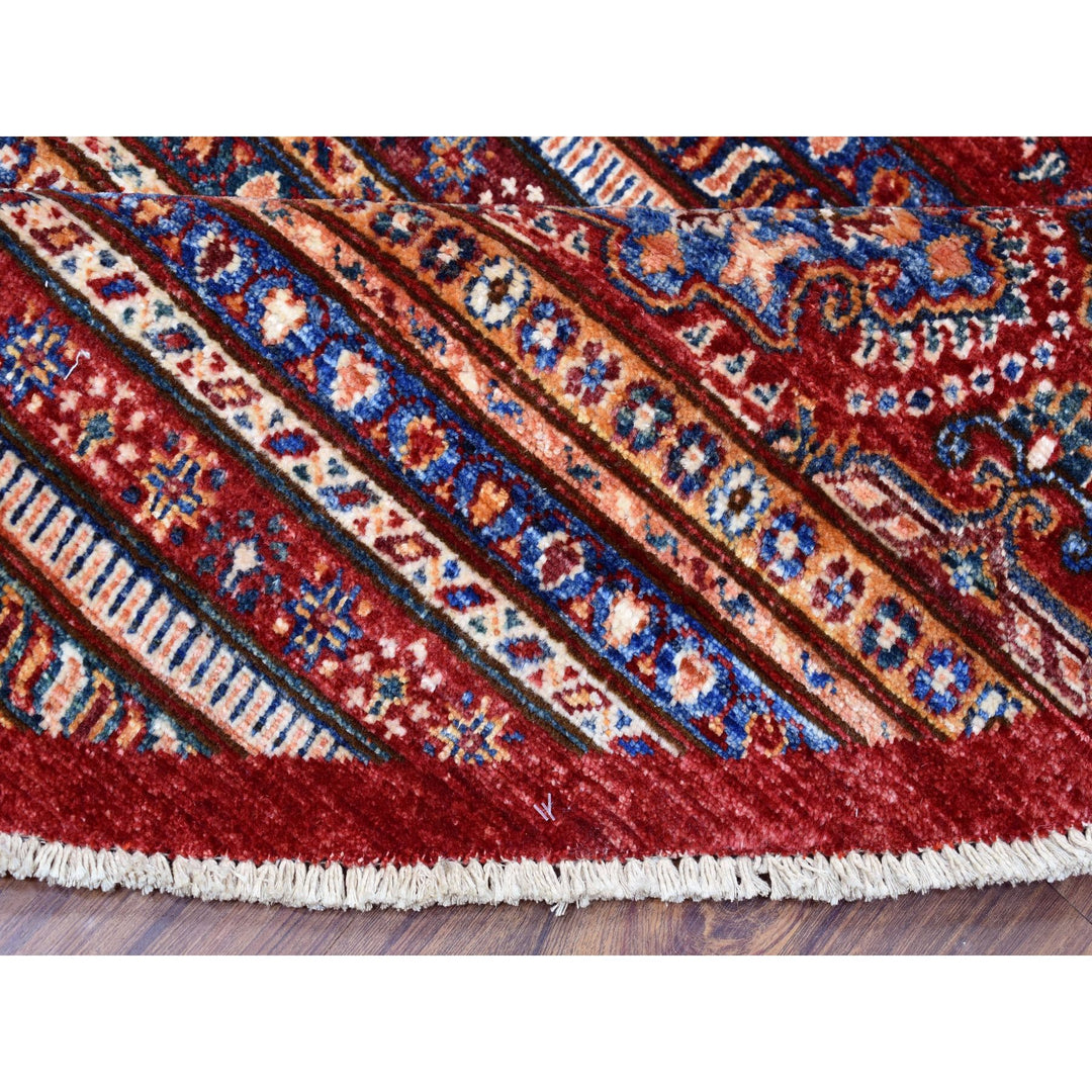 9'7" x 9'7" New Hand Knotted Red Wool Round Oriental Rug - MOA10254958