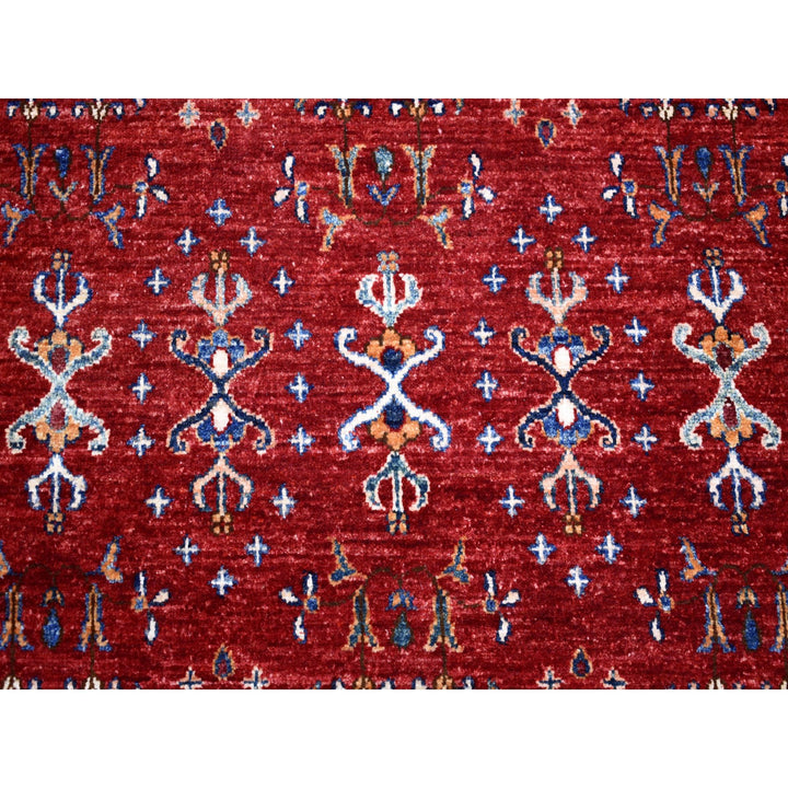 9'7" x 9'7" New Hand Knotted Red Wool Round Oriental Rug - MOA10254958