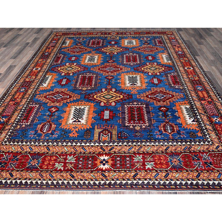 8'2" x 9'9" New Hand Knotted Blue Wool Rectangle Oriental Rug - MOA102549