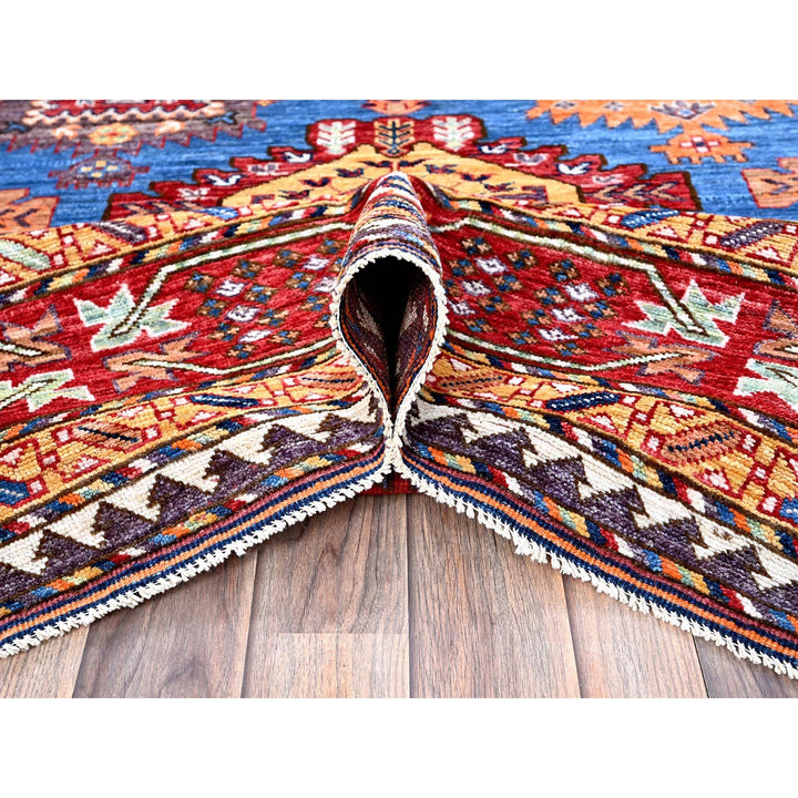 8'2" x 9'9" New Hand Knotted Blue Wool Rectangle Oriental Rug - MOA102549