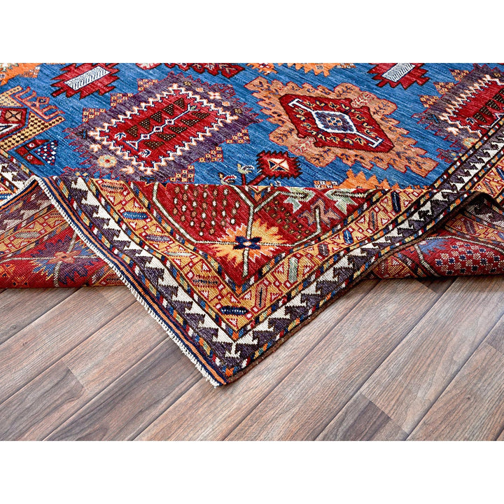 8'2" x 9'9" New Hand Knotted Blue Wool Rectangle Oriental Rug - MOA102549