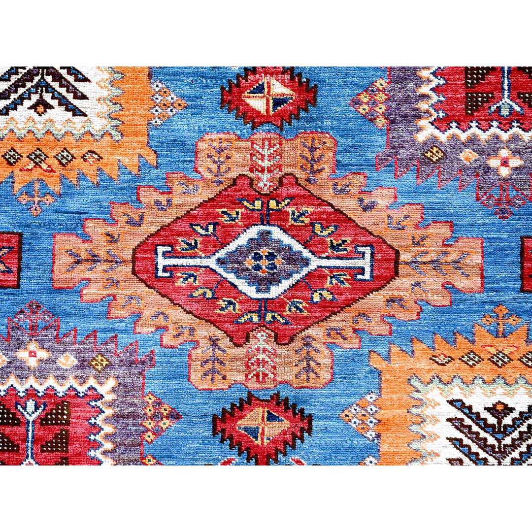 8'2" x 9'9" New Hand Knotted Blue Wool Rectangle Oriental Rug - MOA102549
