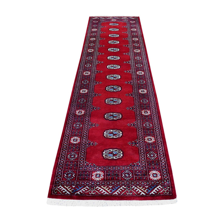 2'8" x 10'4" New Hand Knotted Red Wool Runner Oriental Rug - MOA10255054