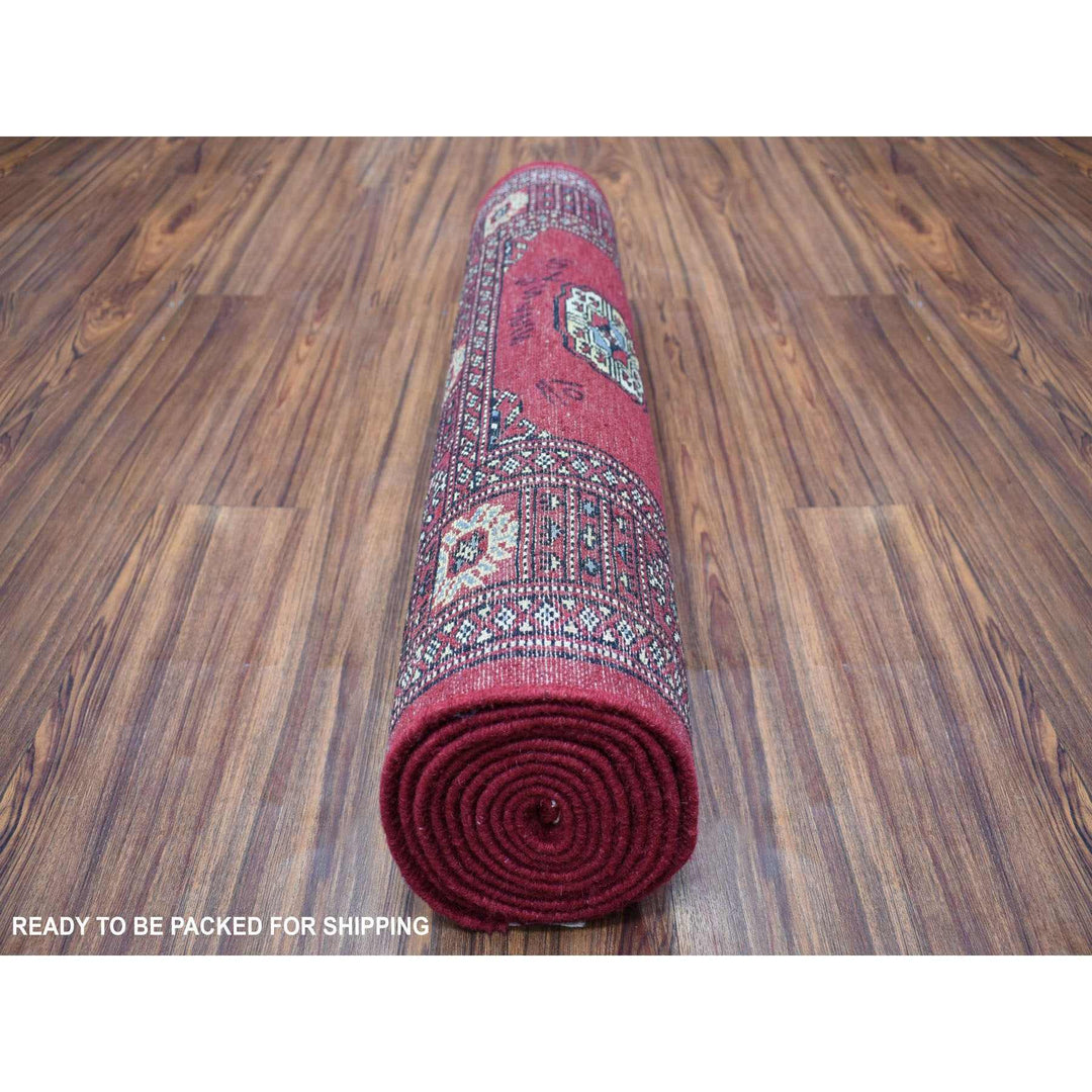 2'8" x 10'4" New Hand Knotted Red Wool Runner Oriental Rug - MOA10255054