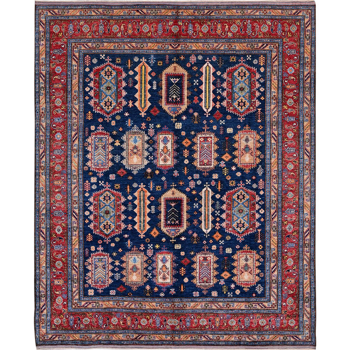 8'3" x 9'10" New Hand Knotted Blue Wool Rectangle Oriental Rug - MOA102550
