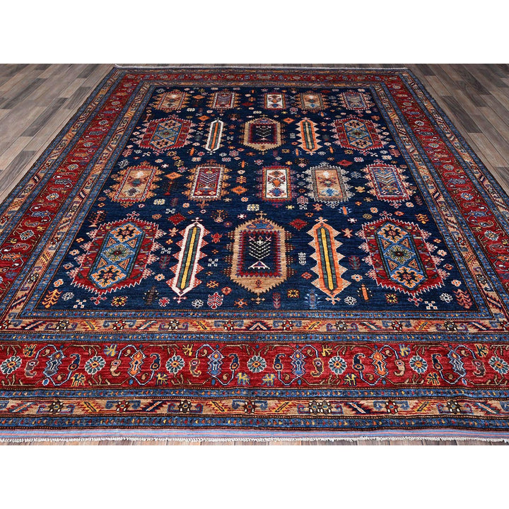 8'3" x 9'10" New Hand Knotted Blue Wool Rectangle Oriental Rug - MOA102550