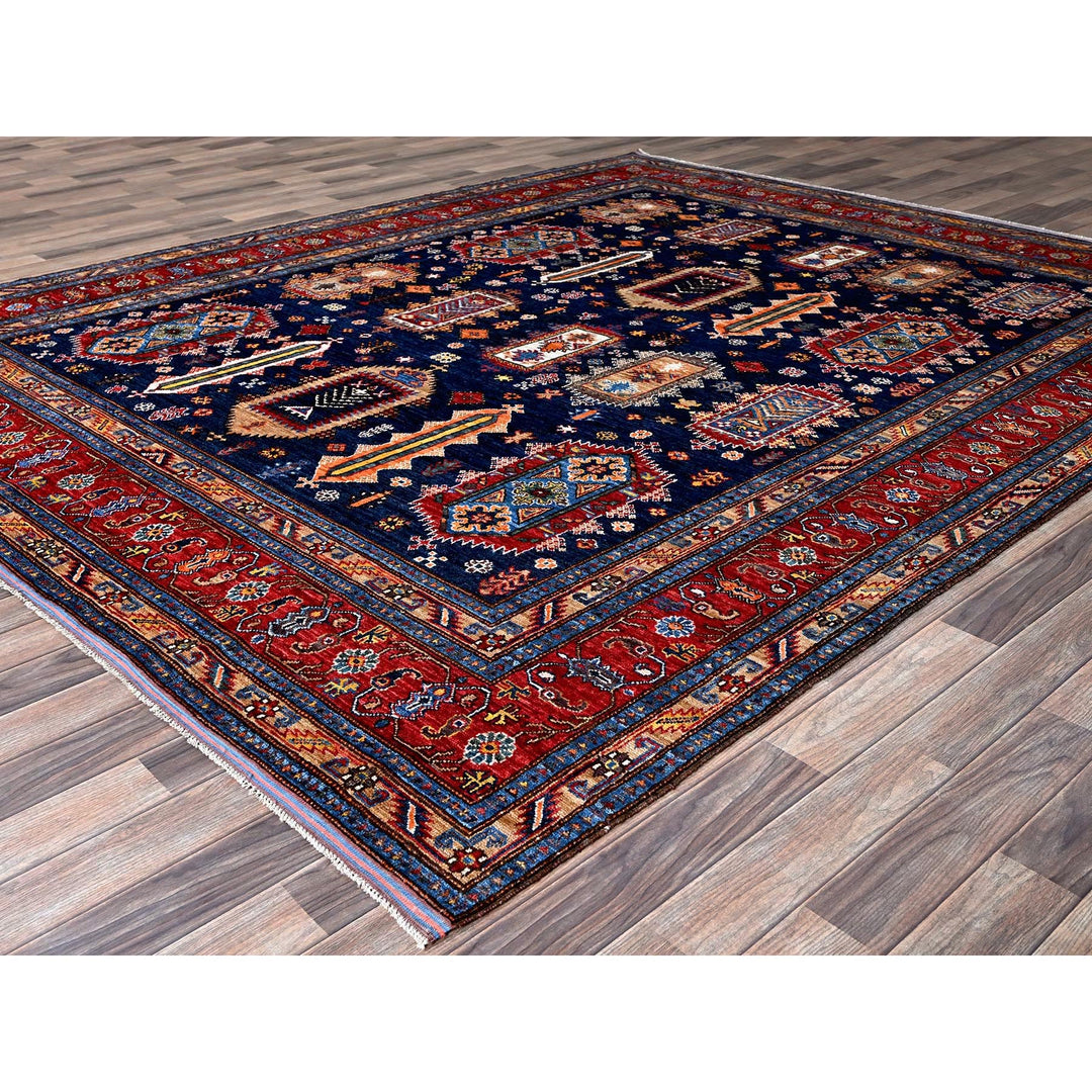 8'3" x 9'10" New Hand Knotted Blue Wool Rectangle Oriental Rug - MOA102550