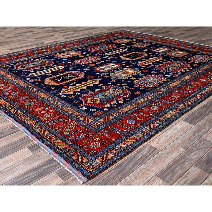 8'3" x 9'10" New Hand Knotted Blue Wool Rectangle Oriental Rug - MOA102550