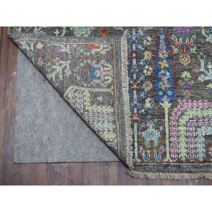 6'0" x 8'10" New Hand Knotted Grey Wool Rectangle Oriental Rug - MOA10255105