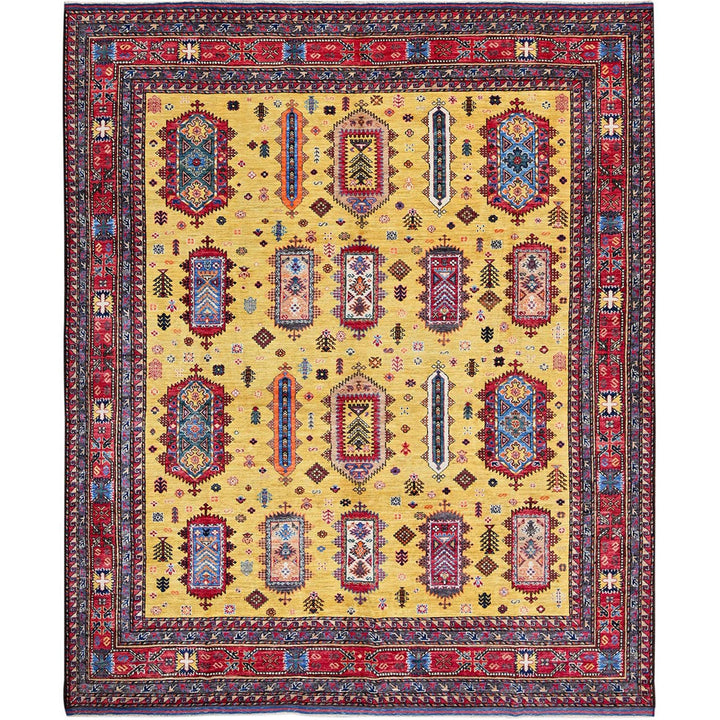 8'3" x 9'8" New Hand Knotted Yellow Wool Rectangle Oriental Rug - MOA102551