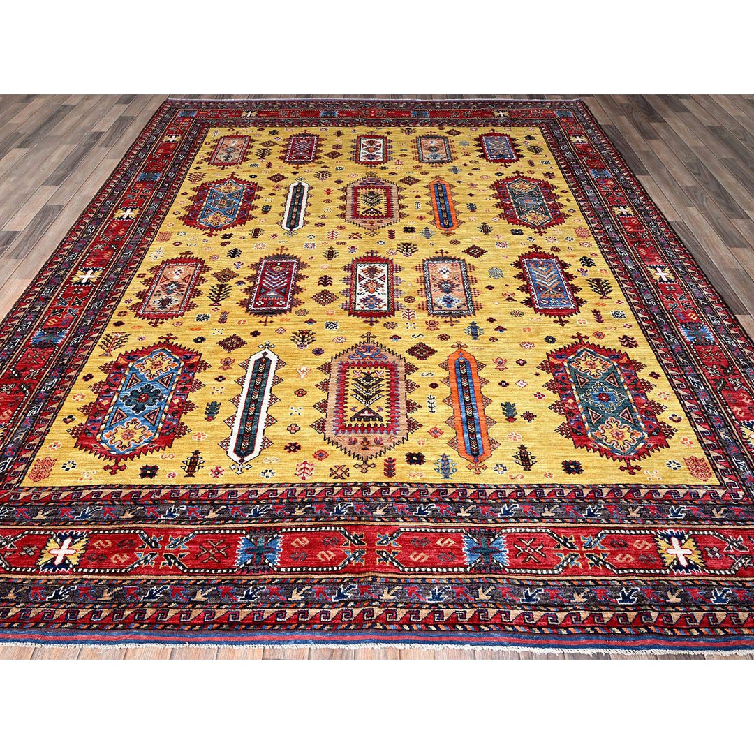 8'3" x 9'8" New Hand Knotted Yellow Wool Rectangle Oriental Rug - MOA102551