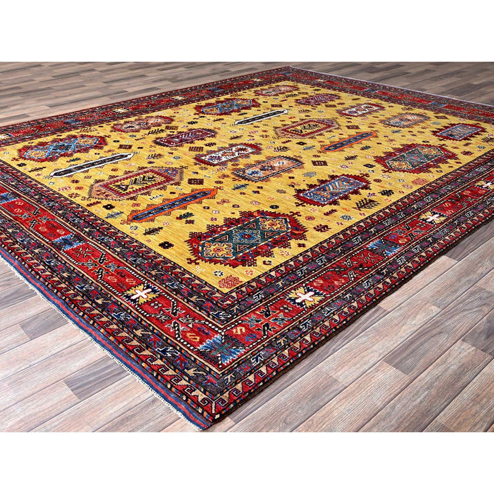 8'3" x 9'8" New Hand Knotted Yellow Wool Rectangle Oriental Rug - MOA102551