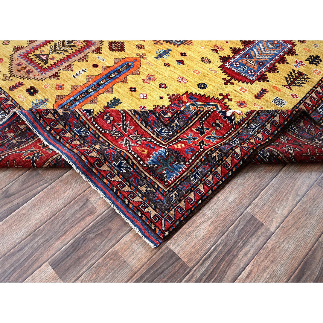 8'3" x 9'8" New Hand Knotted Yellow Wool Rectangle Oriental Rug - MOA102551