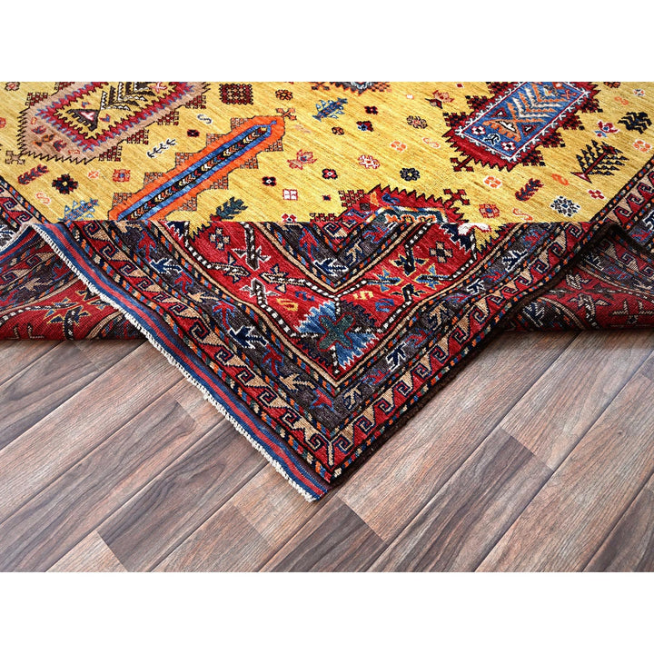 8'3" x 9'8" New Hand Knotted Yellow Wool Rectangle Oriental Rug - MOA102551