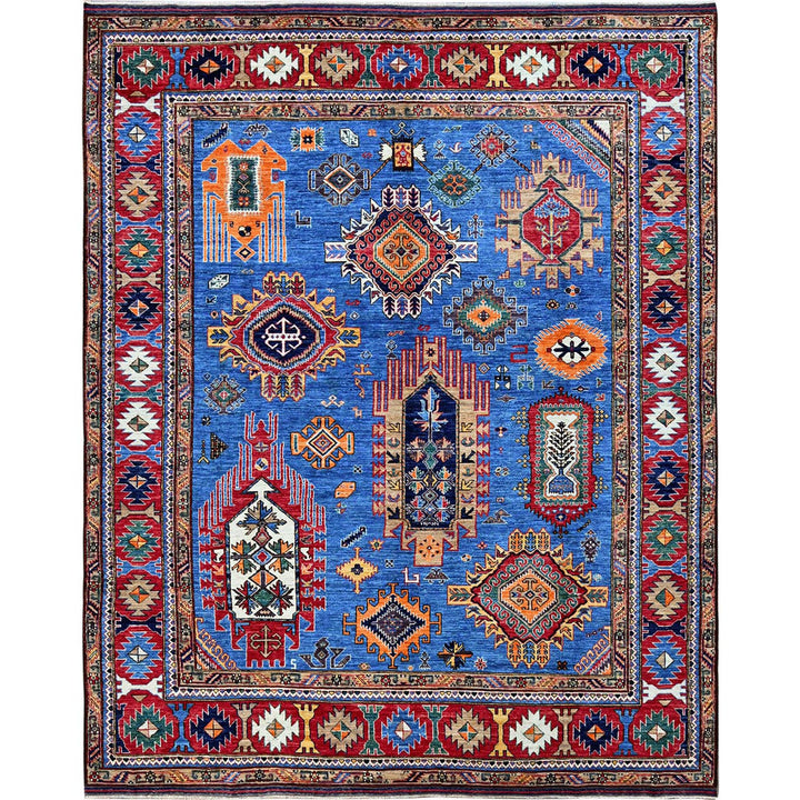8'1" x 9'10" New Hand Knotted Blue Wool Rectangle Oriental Rug - MOA102552