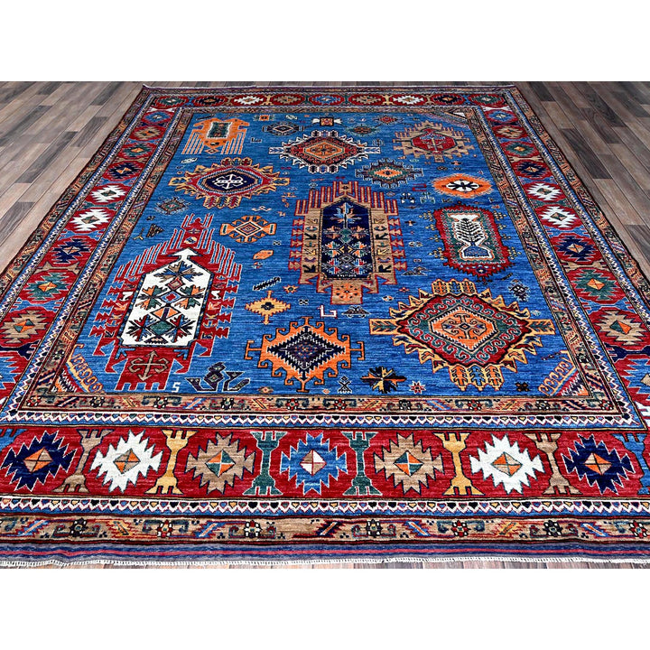8'1" x 9'10" New Hand Knotted Blue Wool Rectangle Oriental Rug - MOA102552