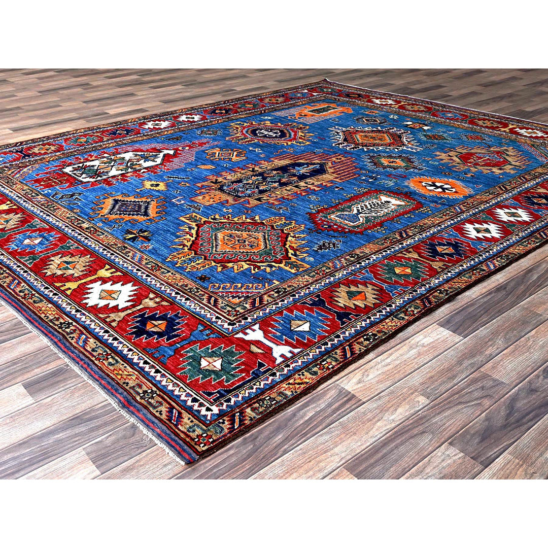 8'1" x 9'10" New Hand Knotted Blue Wool Rectangle Oriental Rug - MOA102552