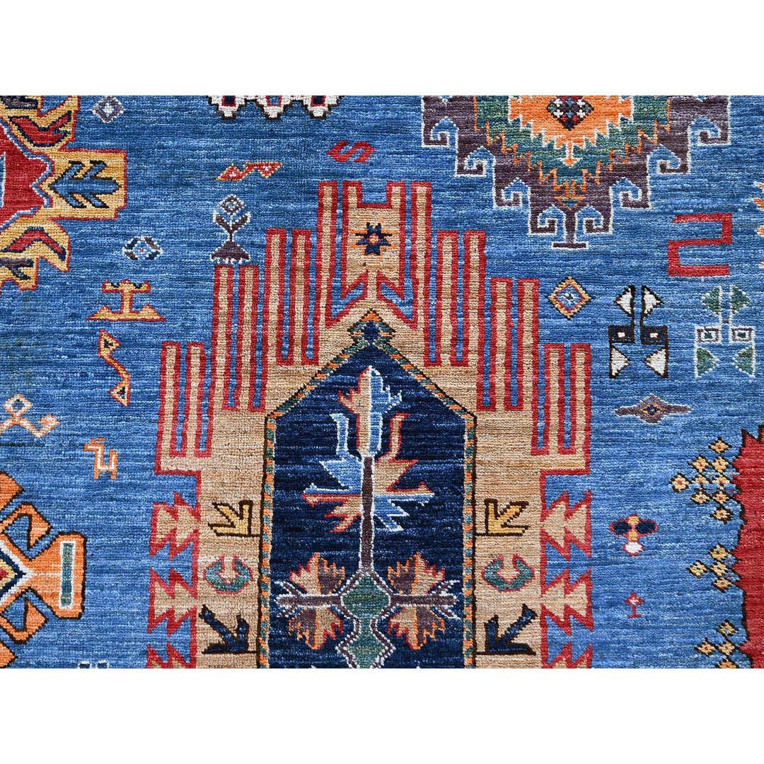 8'1" x 9'10" New Hand Knotted Blue Wool Rectangle Oriental Rug - MOA102552
