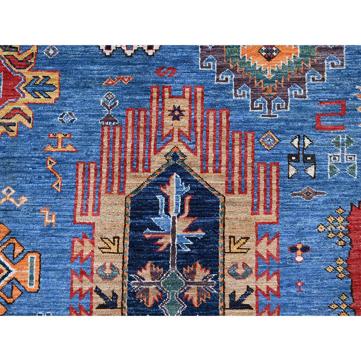 8'1" x 9'10" New Hand Knotted Blue Wool Rectangle Oriental Rug - MOA102552