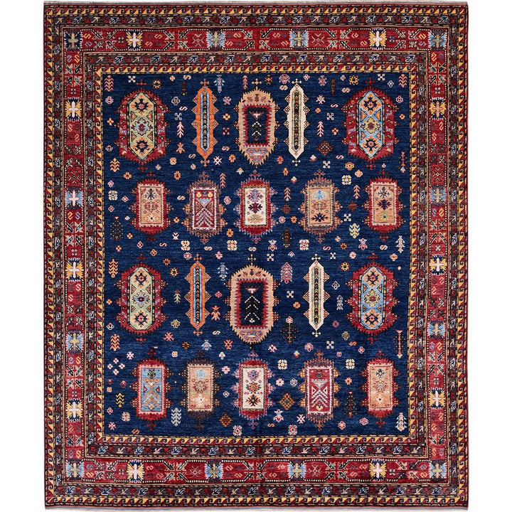8'5" x 9'8" New Hand Knotted Blue Wool Rectangle Oriental Rug - MOA102553