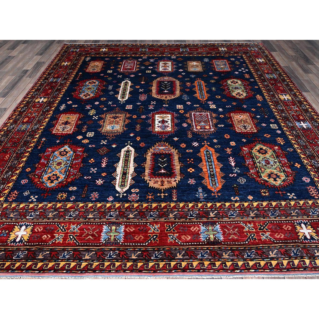 8'5" x 9'8" New Hand Knotted Blue Wool Rectangle Oriental Rug - MOA102553