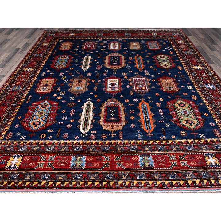 8'5" x 9'8" New Hand Knotted Blue Wool Rectangle Oriental Rug - MOA102553