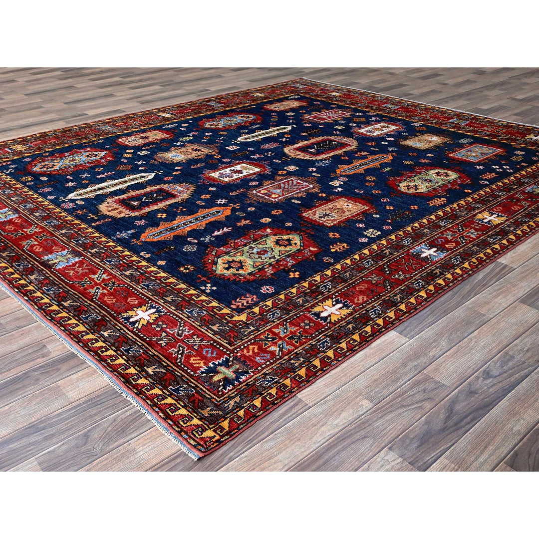 8'5" x 9'8" New Hand Knotted Blue Wool Rectangle Oriental Rug - MOA102553