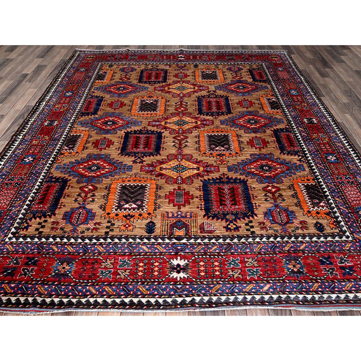 8'1" x 9'7" New Hand Knotted Beige Wool Rectangle Oriental Rug - MOA102554