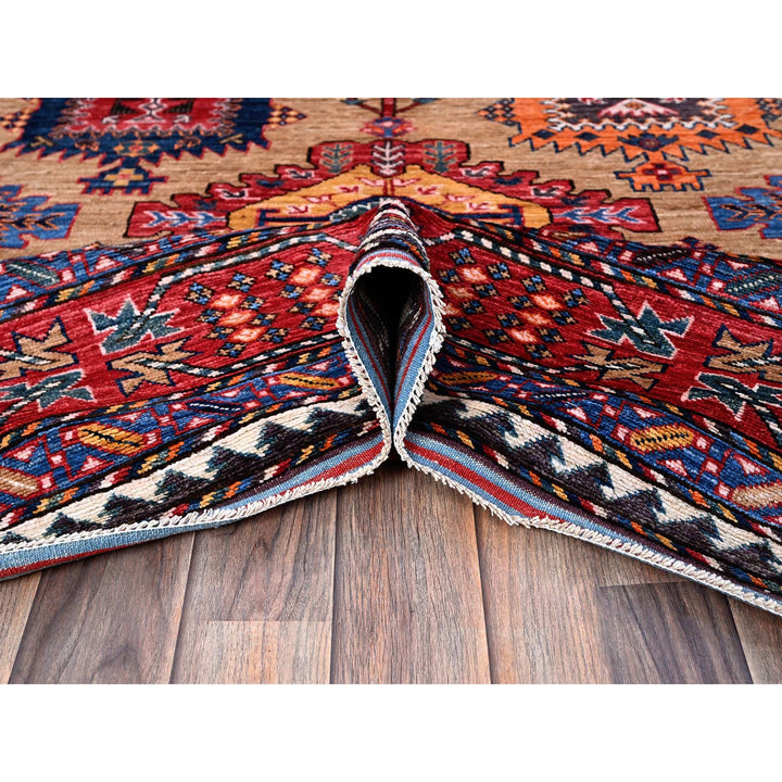 8'1" x 9'7" New Hand Knotted Beige Wool Rectangle Oriental Rug - MOA102554